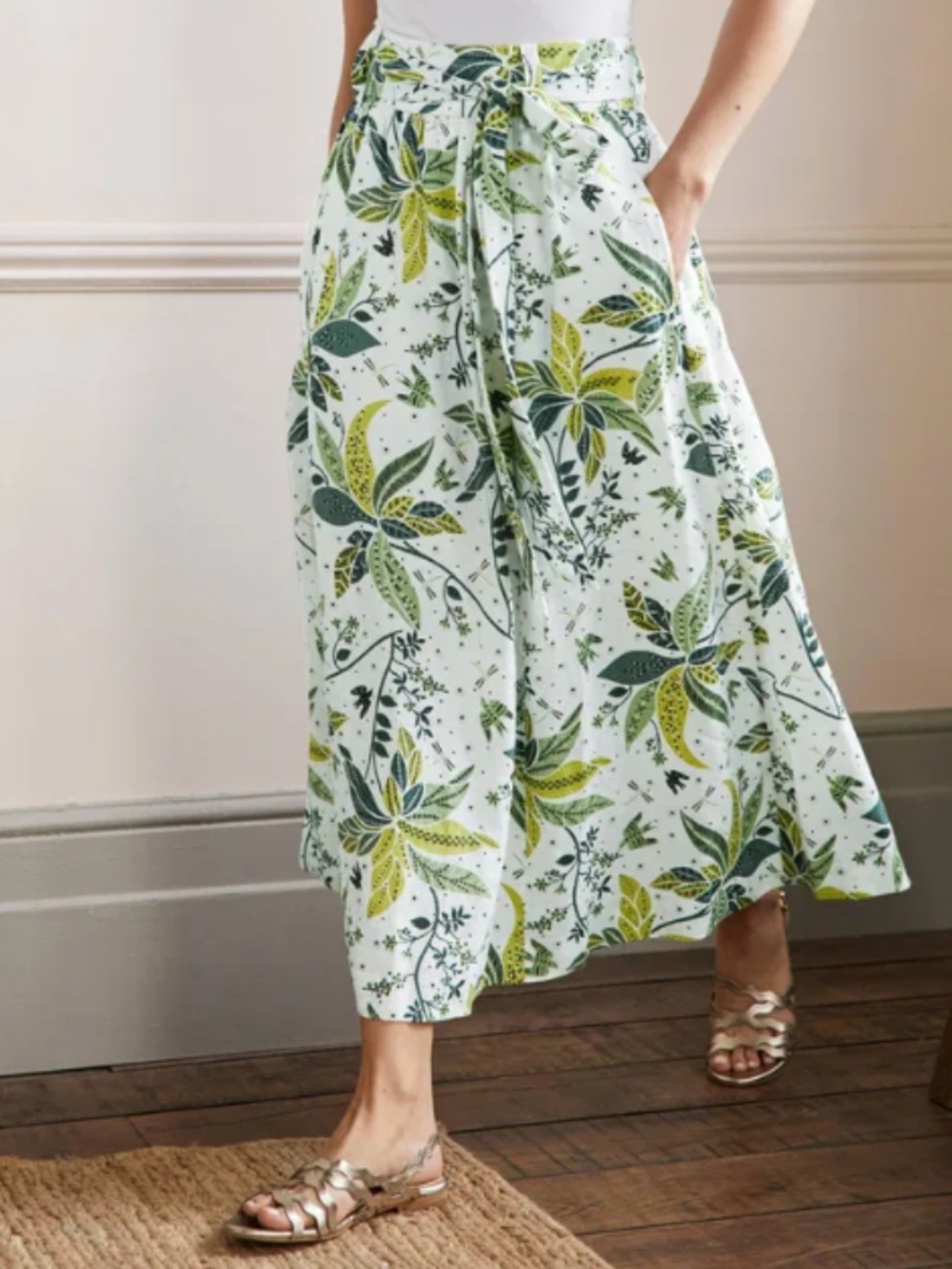 Boden Green Tank with Floral Midi Skirt - Olive & Cream - Picture 2 of 11